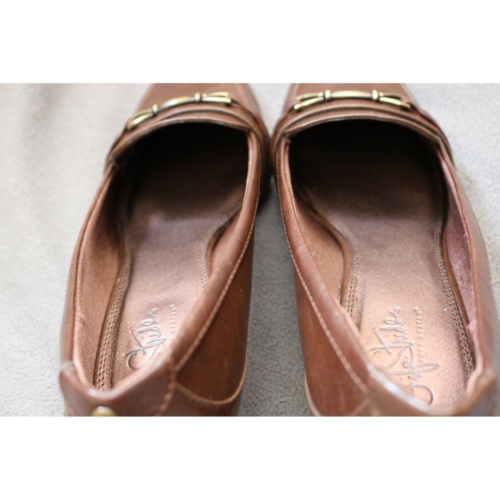 LIFESTRIDE Odele Loafer Pump Women 10M Brown Bit Detail Block Heel Career Shoes - Picture 8 of 9